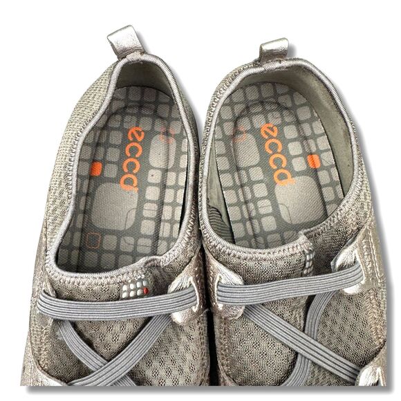 ECCO Slip-On Shoes Wmn Size 41 / US 10 Gold Bronze Leather Mesh Barefoot Walking - Picture 8 of 13